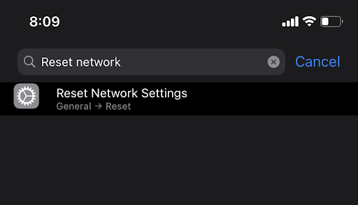 RESET NETWORK SETTINGS