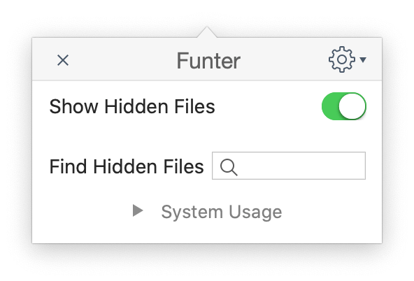 show hidden files on mac using funter
