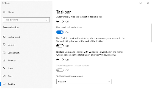 Use small taskbar buttons