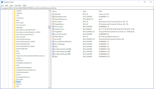 HKEY_LOCAL_MACHINE\SYSTEM\CurrentControlSet\Services\DoSvc