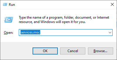 windows run > services.msc