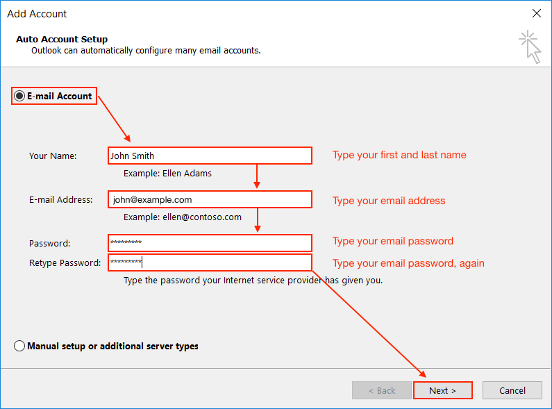 How to set up an email account