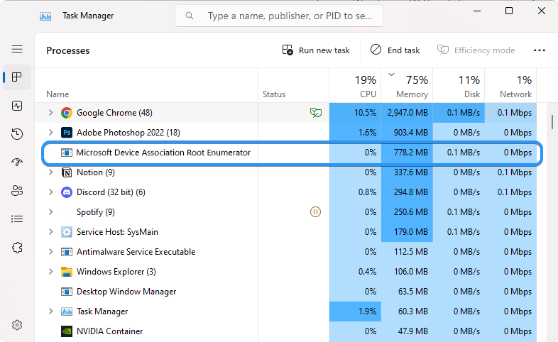 high cpu usage