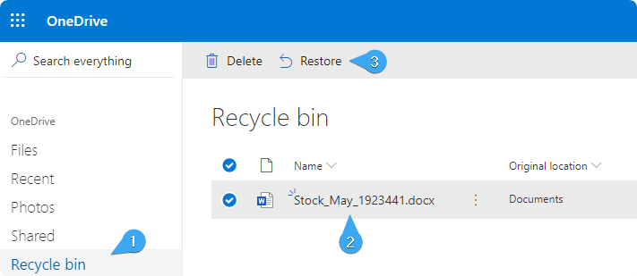 onedrive recycle bin