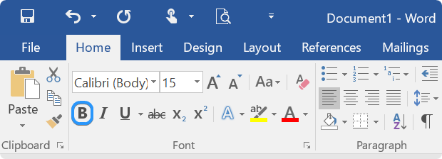 bold font in word