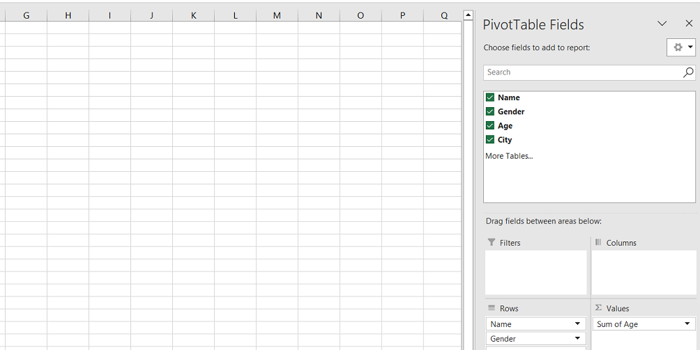 steps to create pivot tables