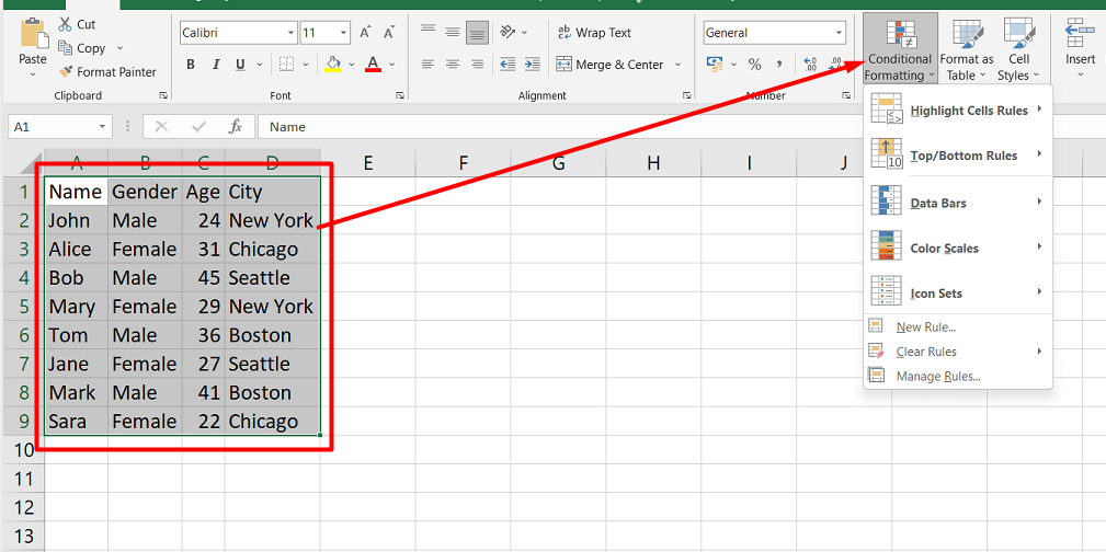 Look for the Conditional Formatting command.
