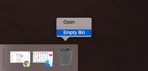 poubelle vide sur mac