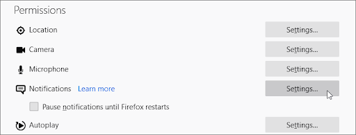 désactiver les notifications dans Firefox