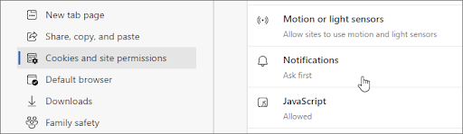 turn off notification in microsoft edge
