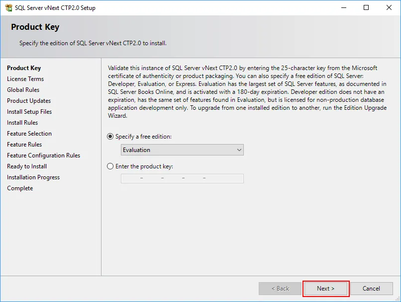 SQL installation set up