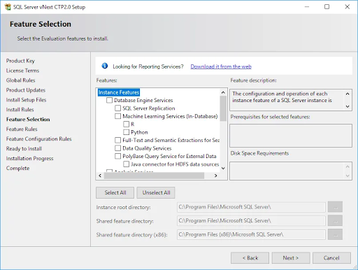 Функции за инсталиране на SQL Server