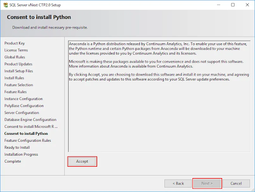 SQL Consent to install python