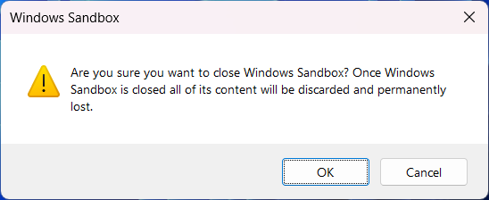 Windows sandbox warning