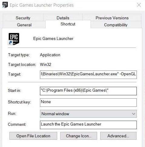 Enabling OpenGL for Epic Games Launcher in Windows 11
