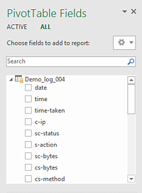 Search Fields in Pivot Tables