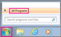 Търсете приложения на Office с помощта на Всички програми в Windows 7