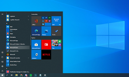 Windows start menu