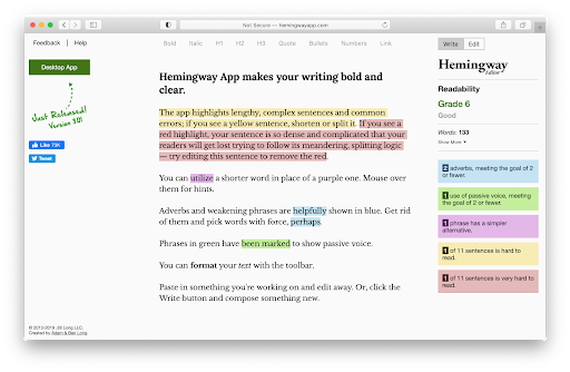 Hemmingway app