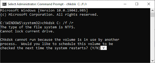command prompt check disk