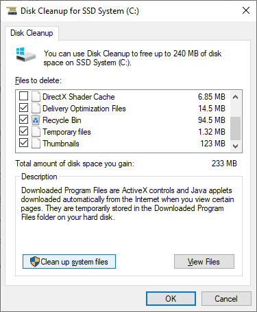 clear disk C files