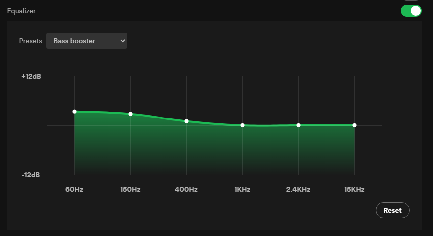 Spotify equalizer feature in the Desktop app