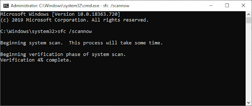command prompt >sfc/scannow