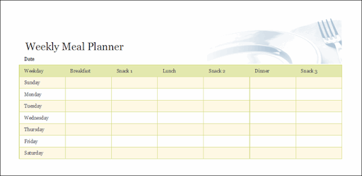 weekly meal planner template