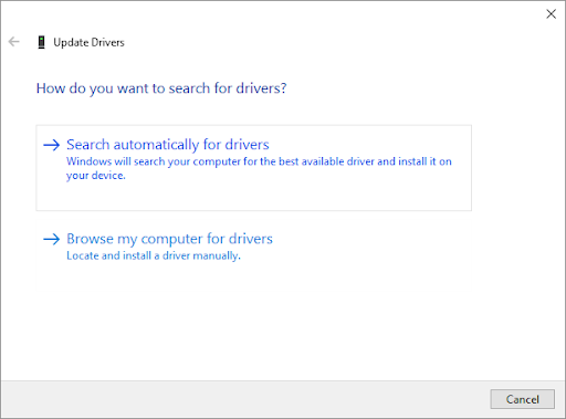 search automatically for device driver