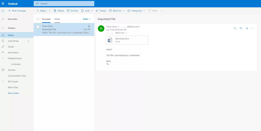 Courrier de l'application Web Outlook