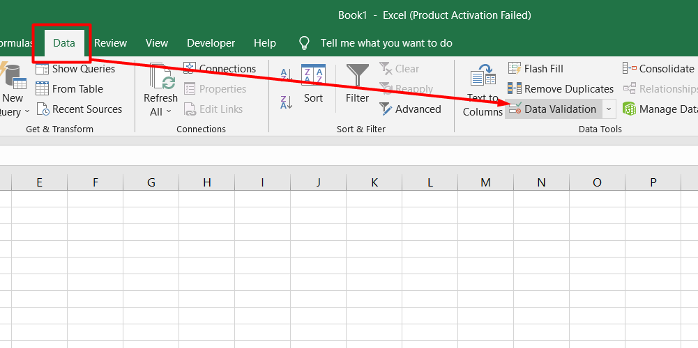 how to use excel data validation