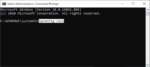 ipconfig/ all