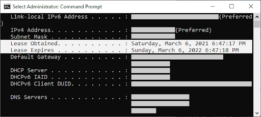 ipconfig/ alll