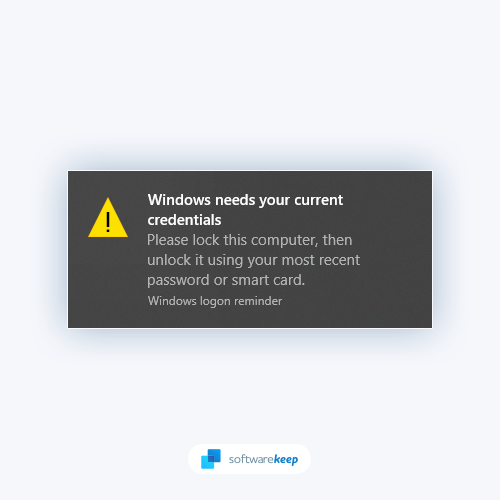 Windows се нуждае от вашите идентификационни данни Предупреждение