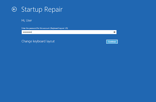 Continue startup repair