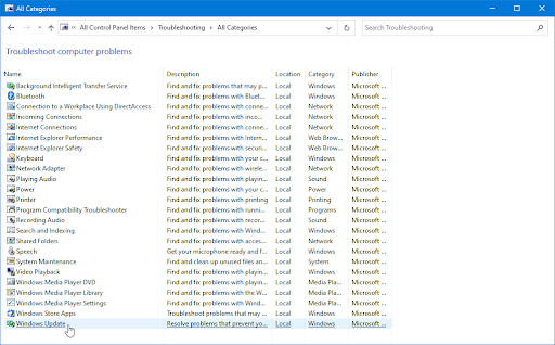 Windows update troubleshoot