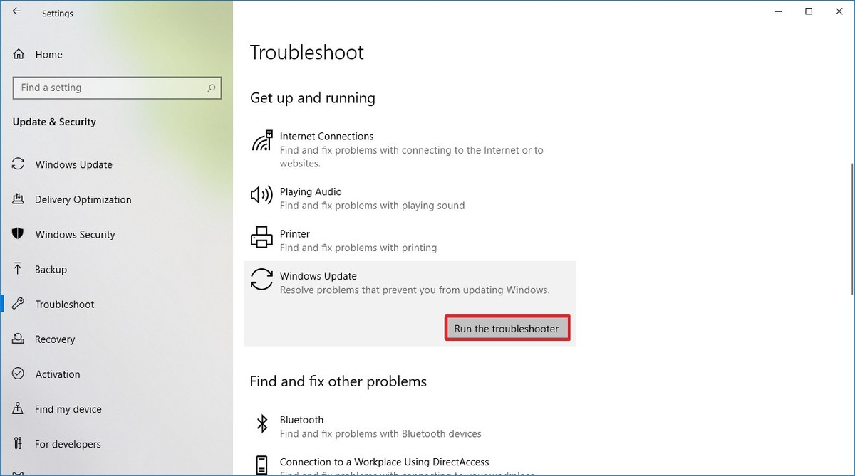 Windows update troubleshooter