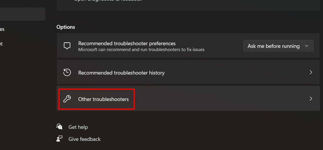 Look for the troubleshooter titled Playing Audio. If you don't see it, click the Other Troubleshooters link for more options.