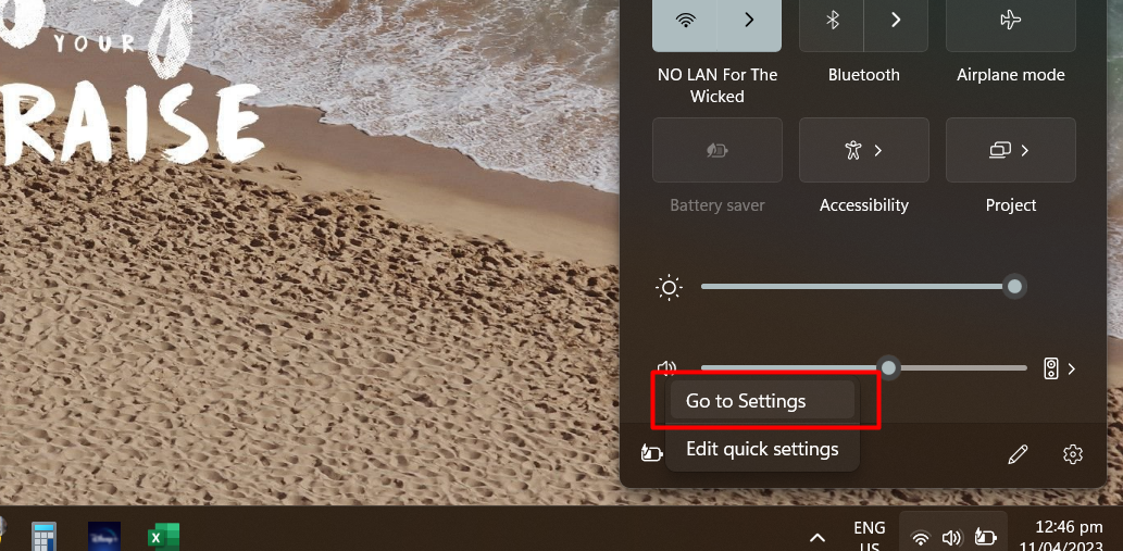 Right-click on the sound icon and select