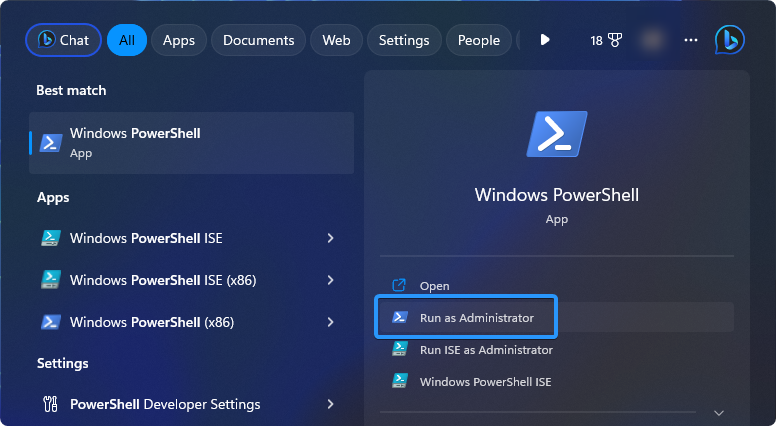 run powershell as administrator