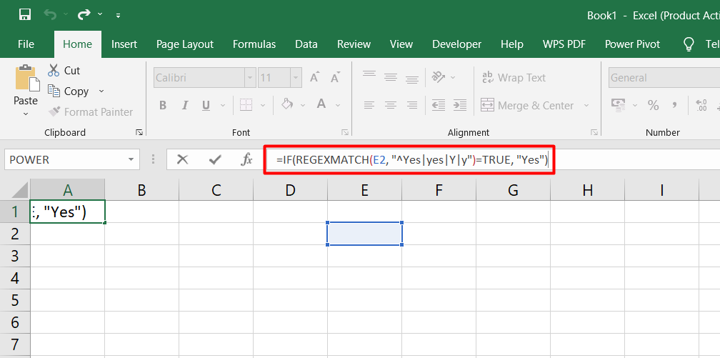 Entrez la formule suivante : =IF(REGEXMATCH(E2,