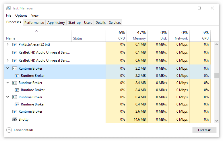 How to end runtimeboker.ex process