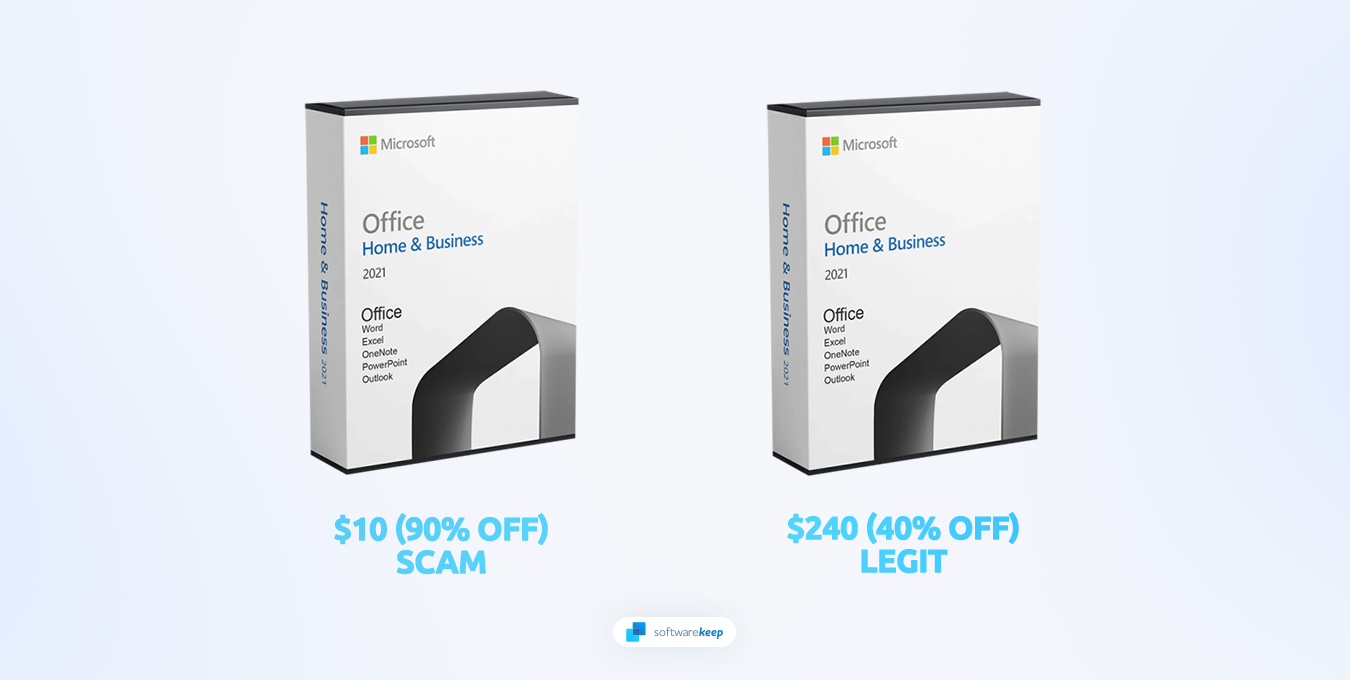 фалшива сделка за Microsoft Office срещу истинска отстъпка за Microsoft Office