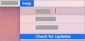 How to check for Office updates in Mac go Help > Verificar atualizações