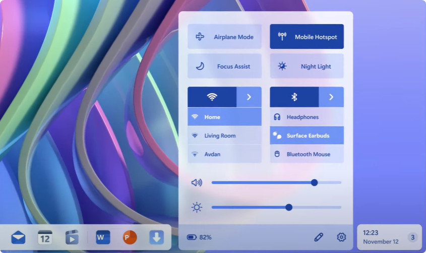 Concept d'interface Windows 12