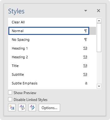 styles in word