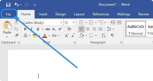 file menu in word