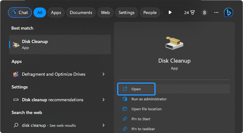 launch disk cleanup