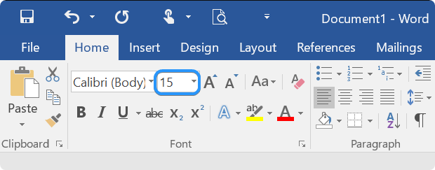 font size in word