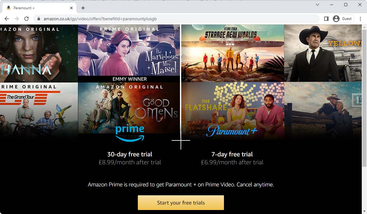 amazon paramount plus free trial